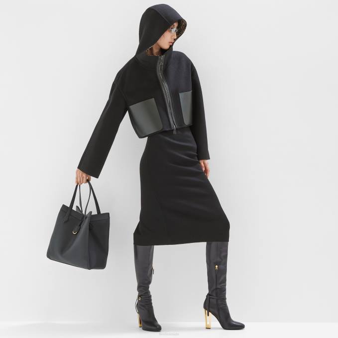 Women Wool Jacket Black Fendi Apparel 6RHH1105