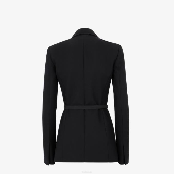 Women Wool Jacket Black Fendi Apparel 6RHH1232