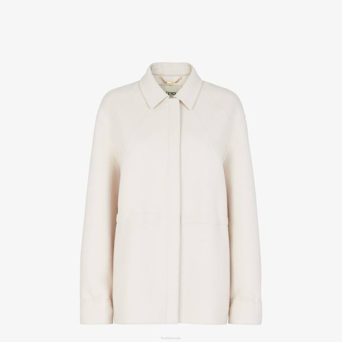 Women Wool Jacket White Fendi Apparel 6RHH1199