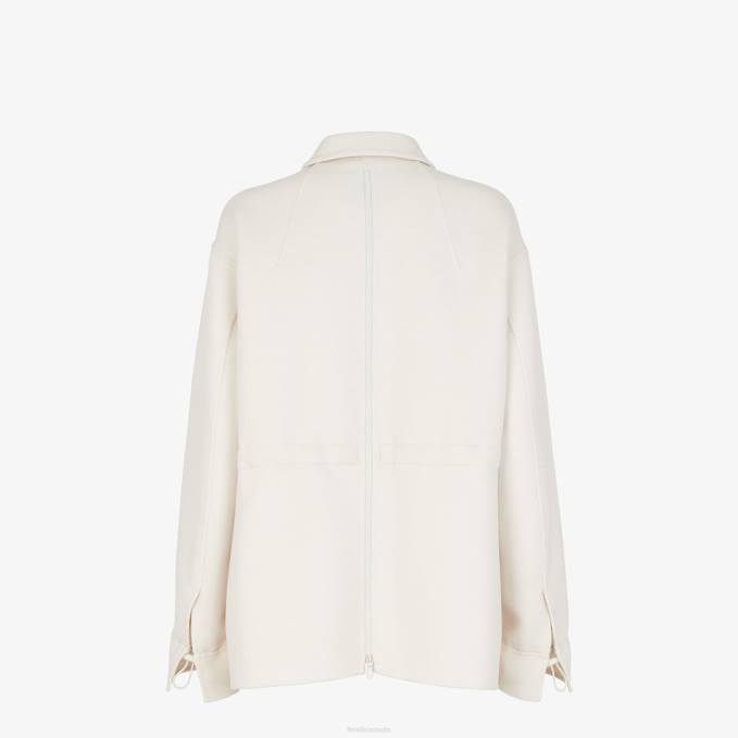 Women Wool Jacket White Fendi Apparel 6RHH1199