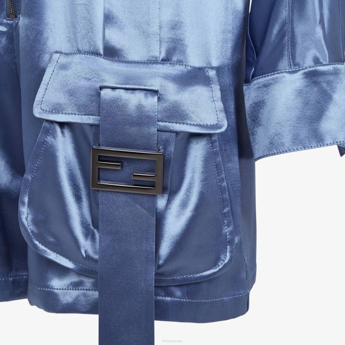 Women Playsuit In Viscose Satin Blue Fendi Apparel 6RHH1160