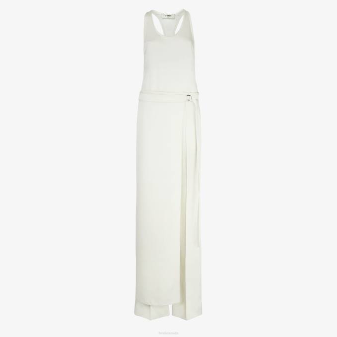 Women Satin Jumpsuit White Fendi Apparel 6RHH1133