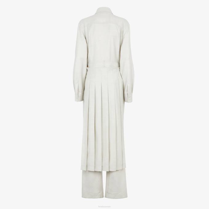 Women Wool Jumpsuit White Fendi Apparel 6RHH981