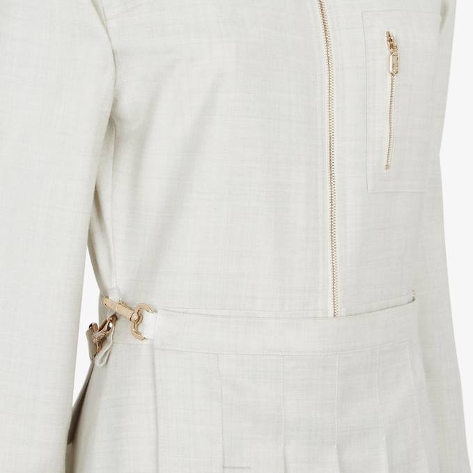 Women Wool Jumpsuit White Fendi Apparel 6RHH981