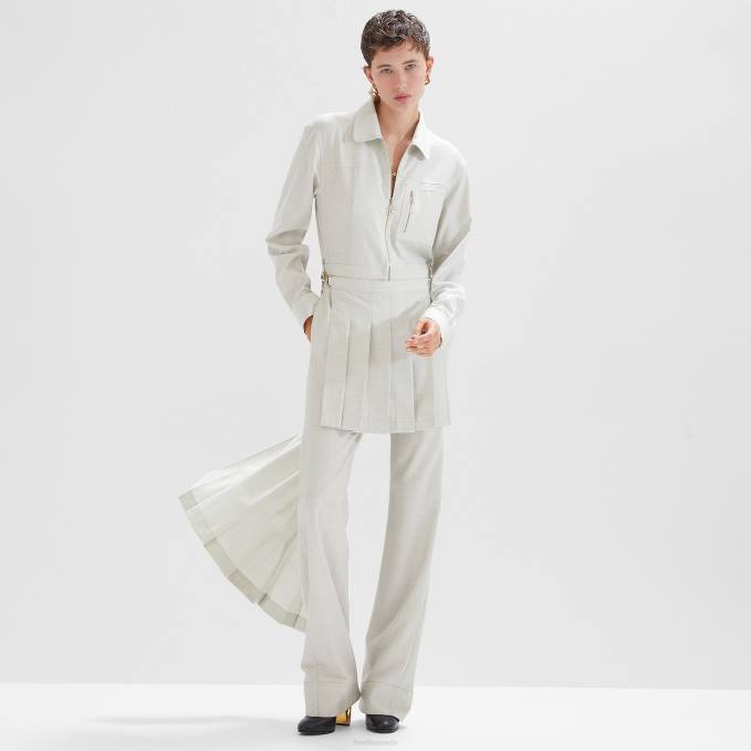 Women Wool Jumpsuit White Fendi Apparel 6RHH981