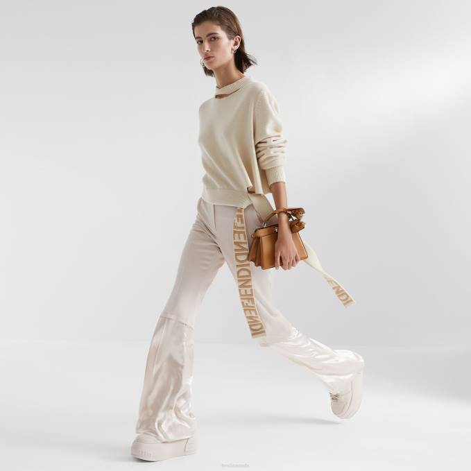 Women Cashmere And Wool Sweater Beige Fendi Apparel 6RHH1078