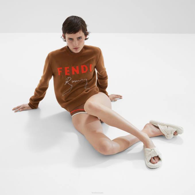 Women Cashmere Jumper Brown Fendi Apparel 6RHH1248