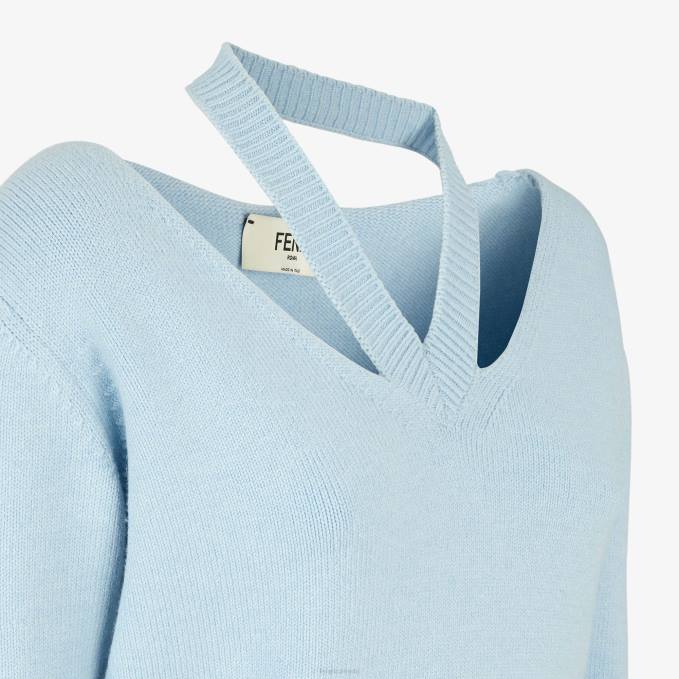 Women Cashmere Jumper Light blue Fendi Apparel 6RHH930