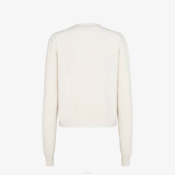 Women Cashmere Jumper White Fendi Apparel 6RHH1029