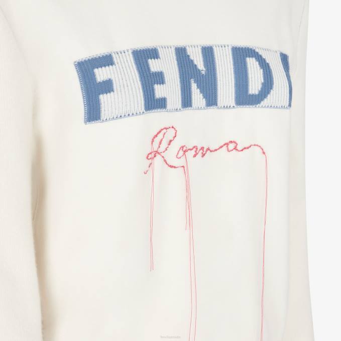 Women Cashmere Jumper White Fendi Apparel 6RHH1029