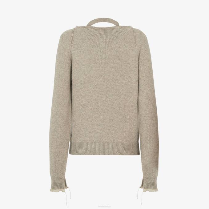 Women Cashmere Pullover Beige Fendi Apparel 6RHH960