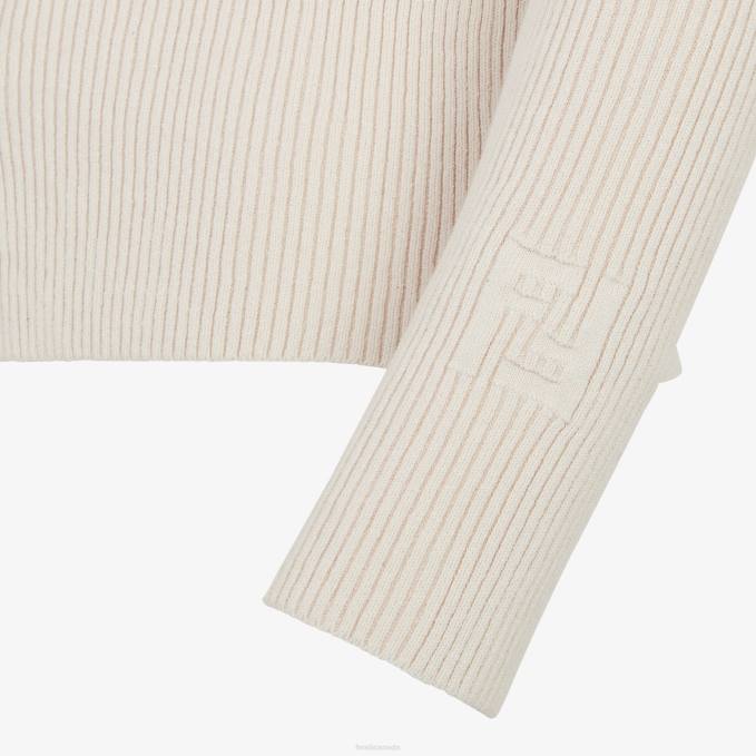 Women Cotton Cardigan Beige Fendi Apparel 6RHH1064