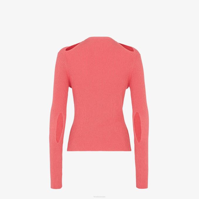 Women Cotton Cardigan Pink Fendi Apparel 6RHH1028