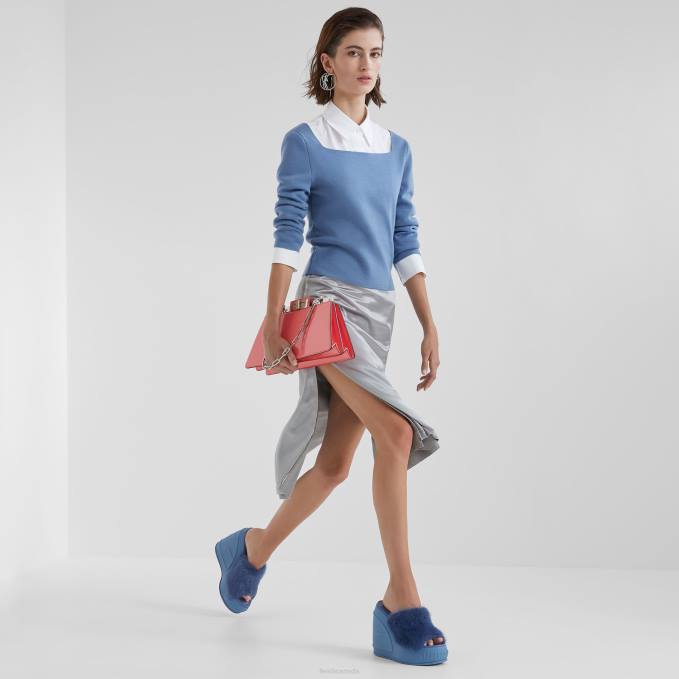 Women Cotton Sweater Blue Fendi Apparel 6RHH1147