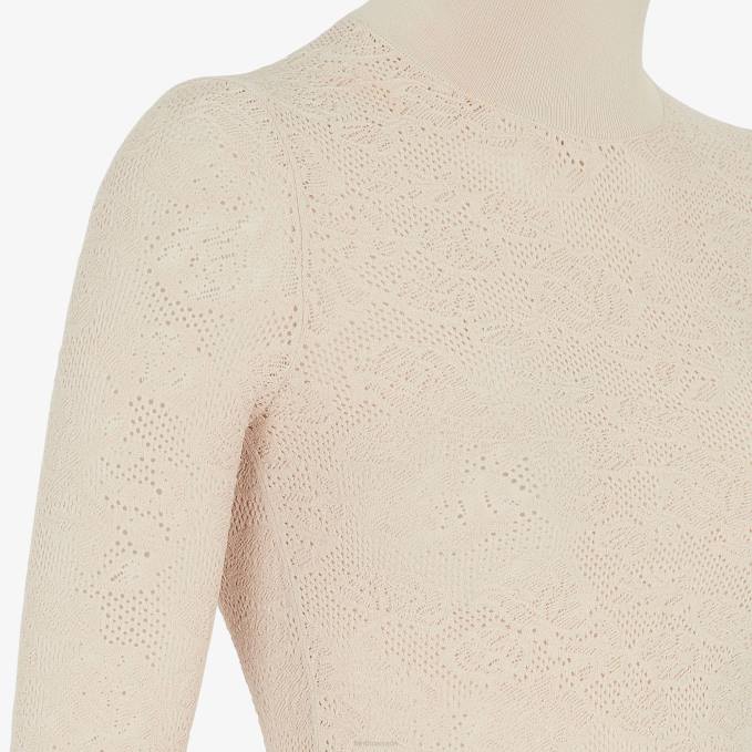 Women Embroideviscose Jumper Beige Fendi Apparel 6RHH962