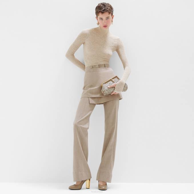 Women Embroideviscose Jumper Beige Fendi Apparel 6RHH962