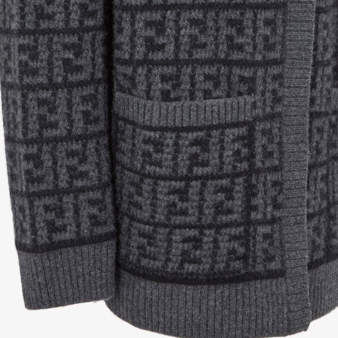 Women FF Crocheted Cashmere Cardigan Black Fendi Apparel 6RHH1216