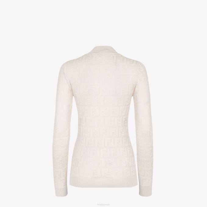 Women Fabric Sweater White Fendi Apparel 6RHH958