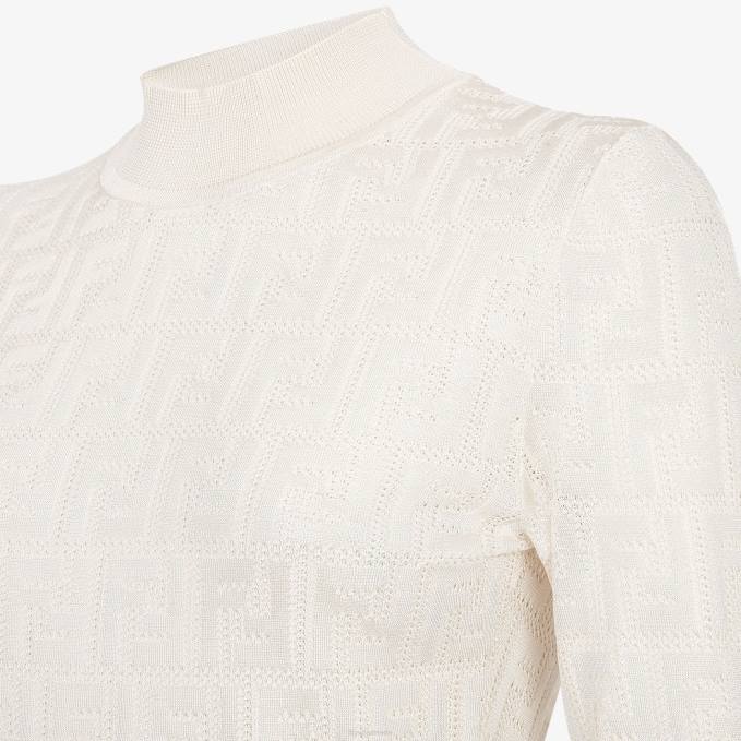 Women Fabric Sweater White Fendi Apparel 6RHH958