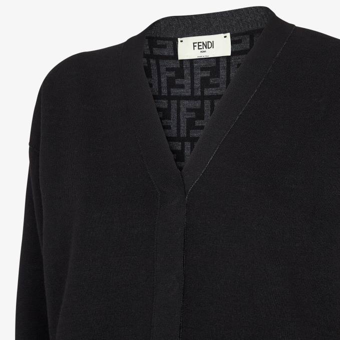 Women Knit Cardigan Black Fendi Apparel 6RHH1180