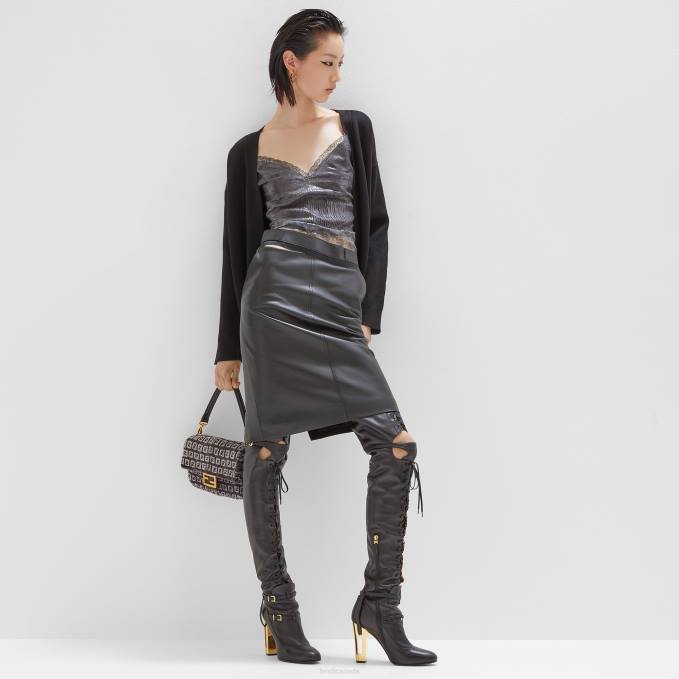 Women Knit Cardigan Black Fendi Apparel 6RHH1180