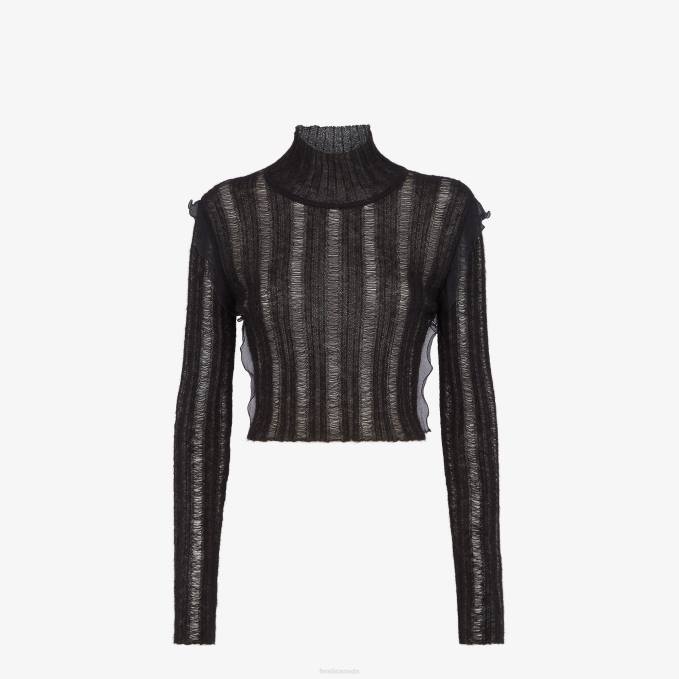 Women Nylon And Mohair Sweater Black Fendi Apparel 6RHH994