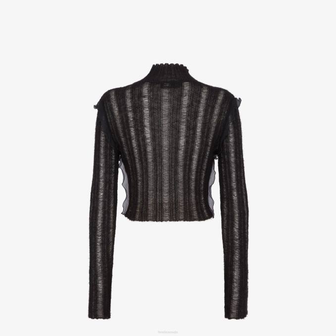 Women Nylon And Mohair Sweater Black Fendi Apparel 6RHH994
