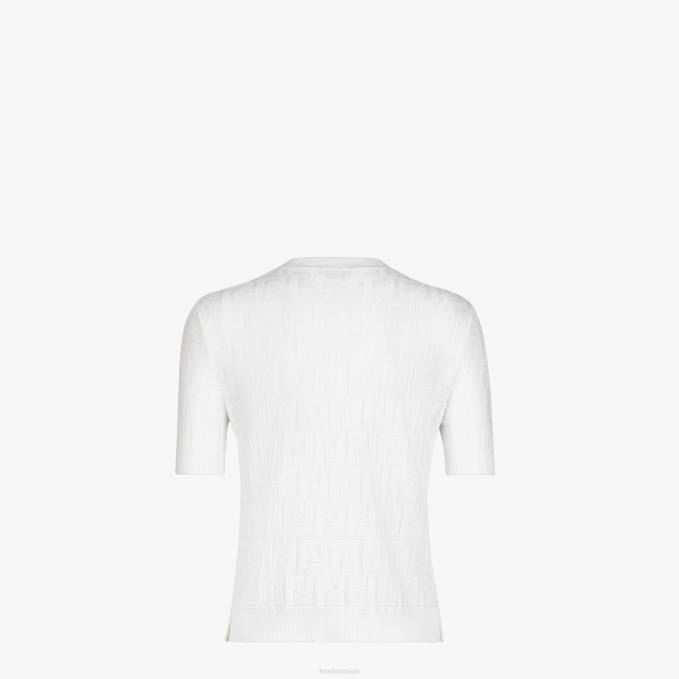 Women Viscose And Cotton Sweater White Fendi Apparel 6RHH992