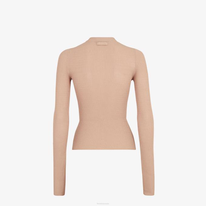 Women Viscose Sweater Beige Fendi Apparel 6RHH1065