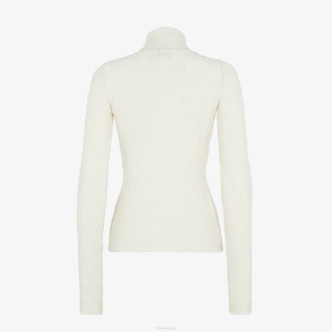 Women Viscose Sweater White Fendi Apparel 6RHH987