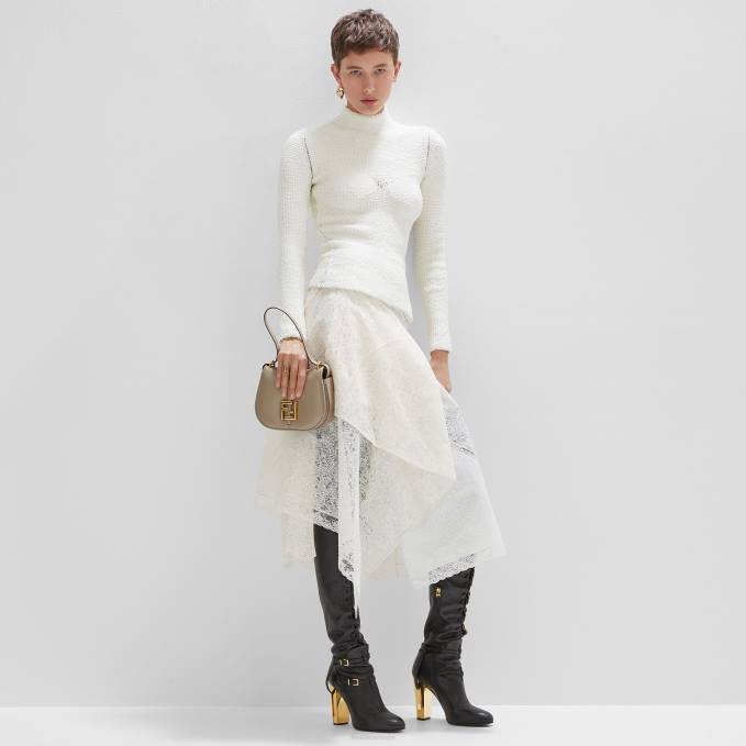 Women Viscose Sweater White Fendi Apparel 6RHH987