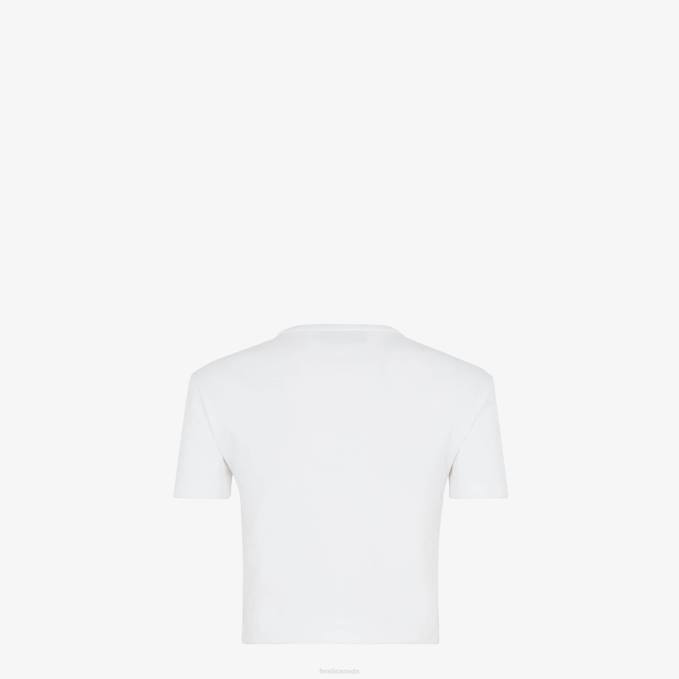 Women Cotton Jumper White Fendi Apparel 6RHH936