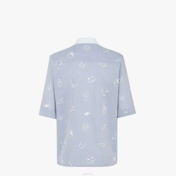 Women Cotton Shirt Blue Fendi Apparel 6RHH1045