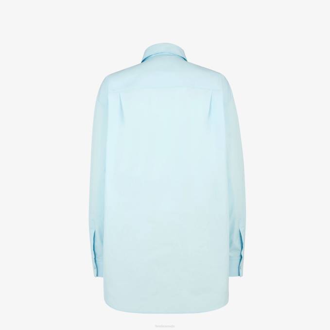Women Cotton Shirt Light blue Fendi Apparel 6RHH966