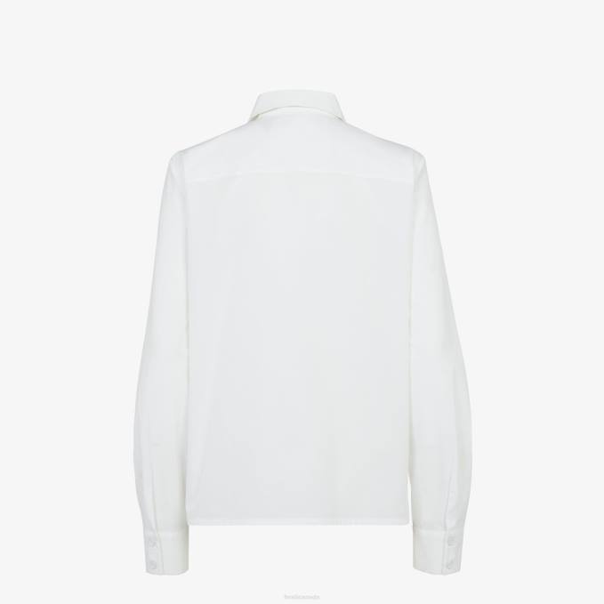 Women Cotton Shirt White Fendi Apparel 6RHH1127