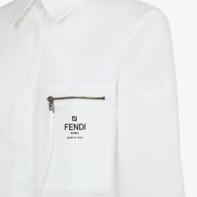 Women Cotton Shirt White Fendi Apparel 6RHH1127