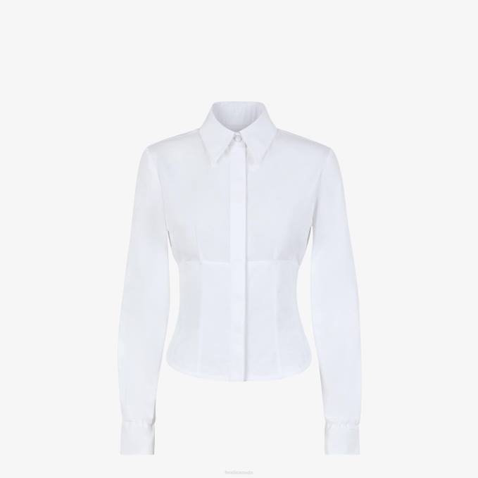 Women Cotton Shirt White Fendi Apparel 6RHH1228