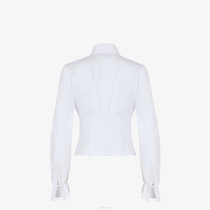 Women Cotton Shirt White Fendi Apparel 6RHH1228