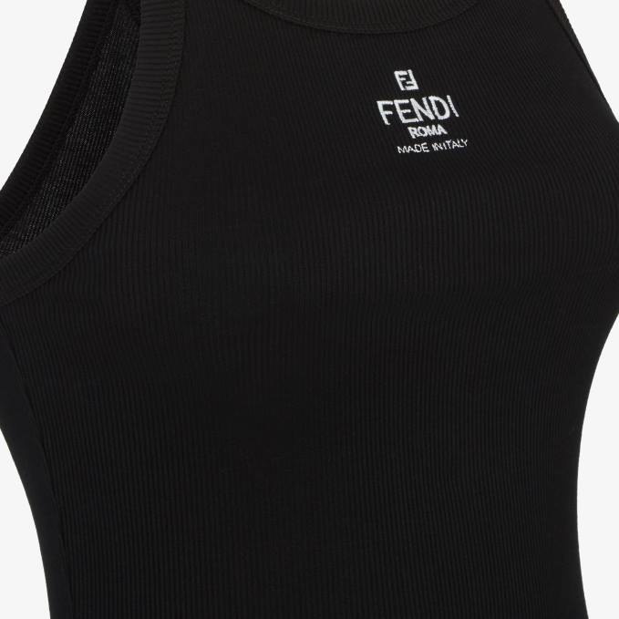 Women Cotton Top Black Fendi Apparel 6RHH929