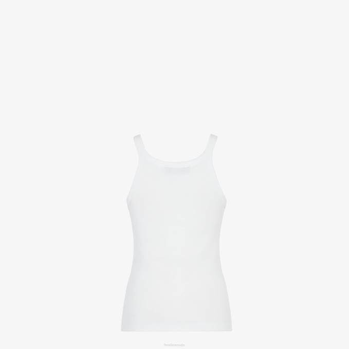 Women Cotton Top White Fendi Apparel 6RHH928