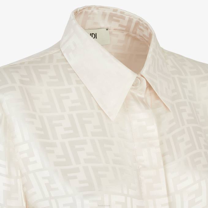 Women FF Silk Shirt White Fendi Apparel 6RHH922