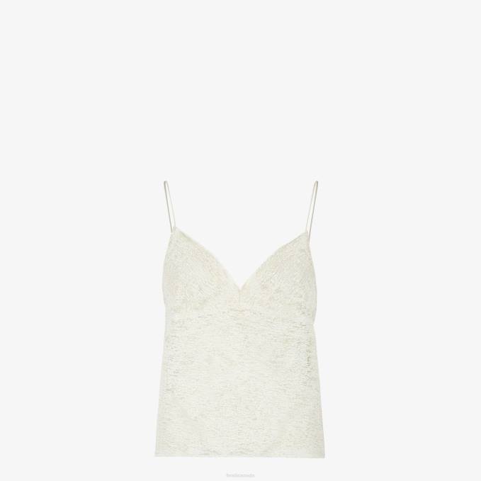 Women Lace Top White Fendi Apparel 6RHH941