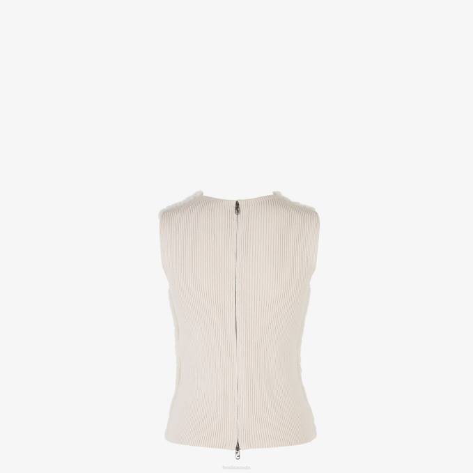 Women Mink Top White Fendi Apparel 6RHH1164