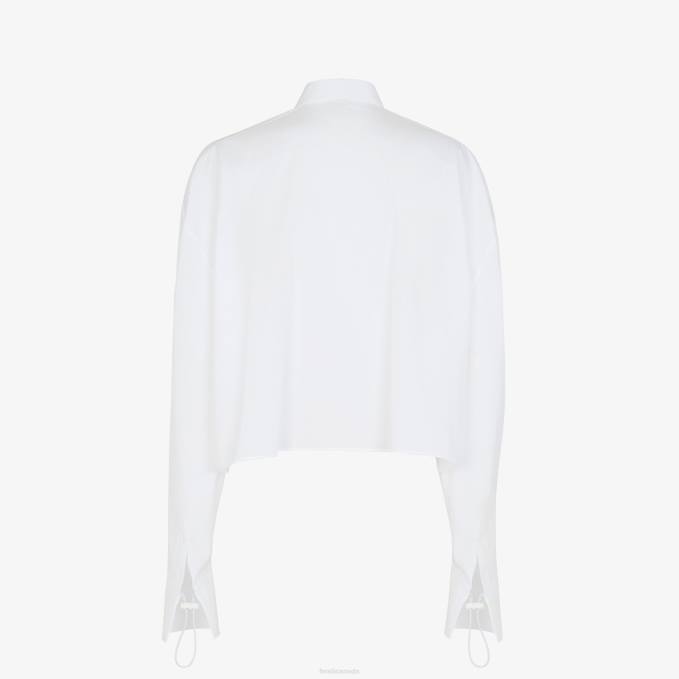 Women Poplin Shirt White Fendi Apparel 6RHH1016