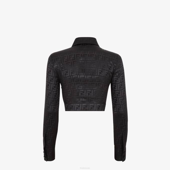 Women Silk Shirt Black Fendi Apparel 6RHH995
