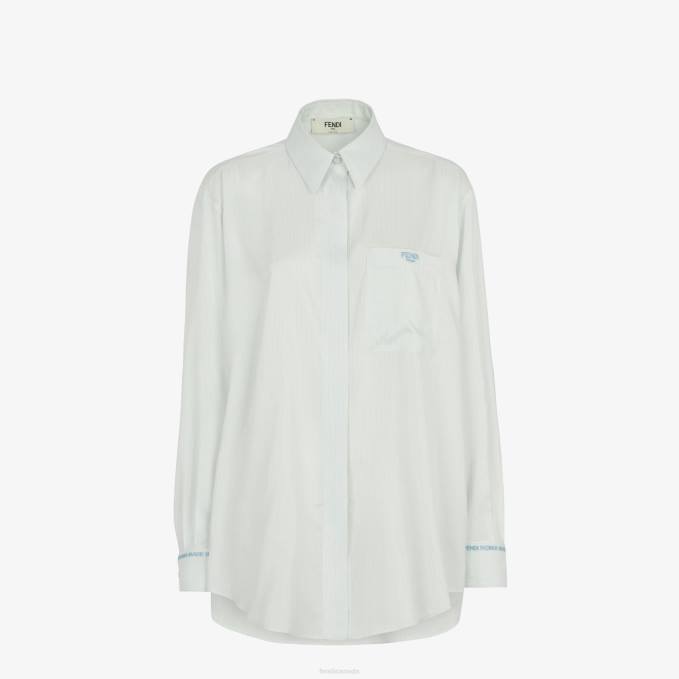 Women Silk Shirt Light blue Fendi Apparel 6RHH979