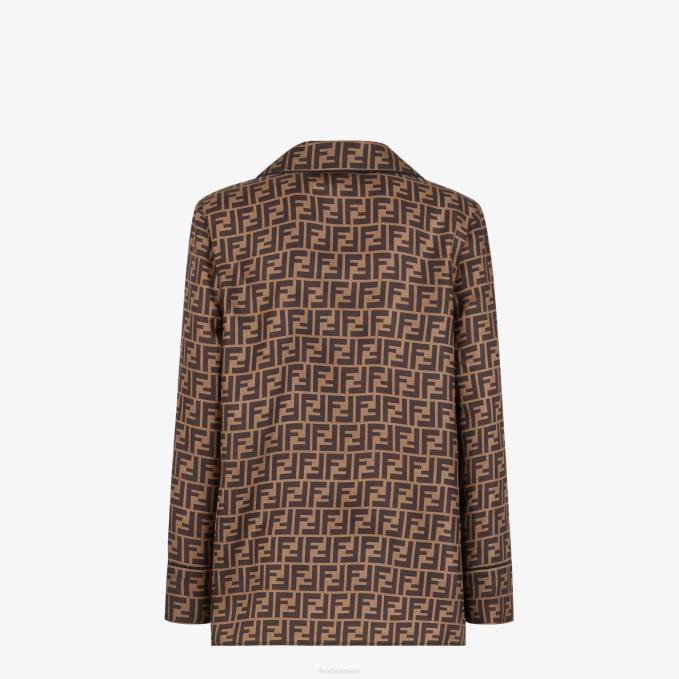 Women Twill Shirt Brown Fendi Apparel 6RHH971