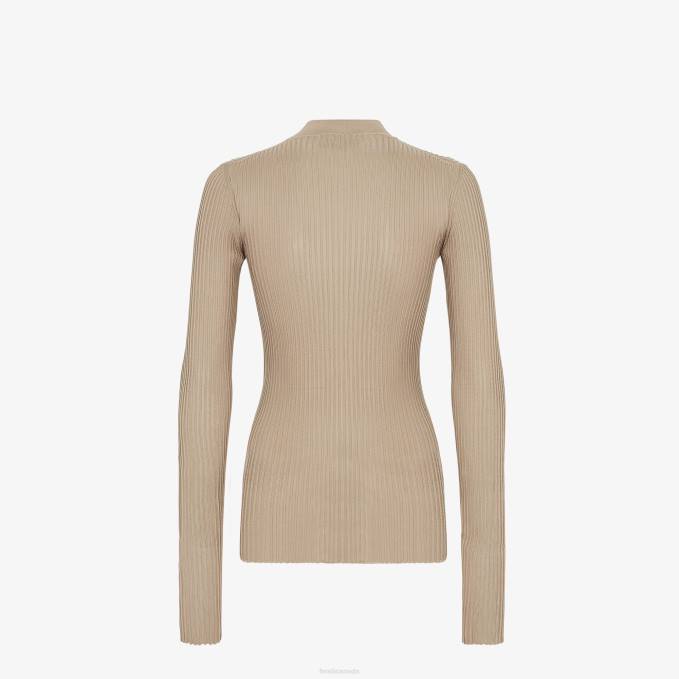 Women Viscose And Silk Top Beige Fendi Apparel 6RHH954