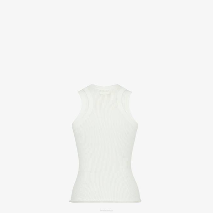 Women Viscose Top White Fendi Apparel 6RHH1146