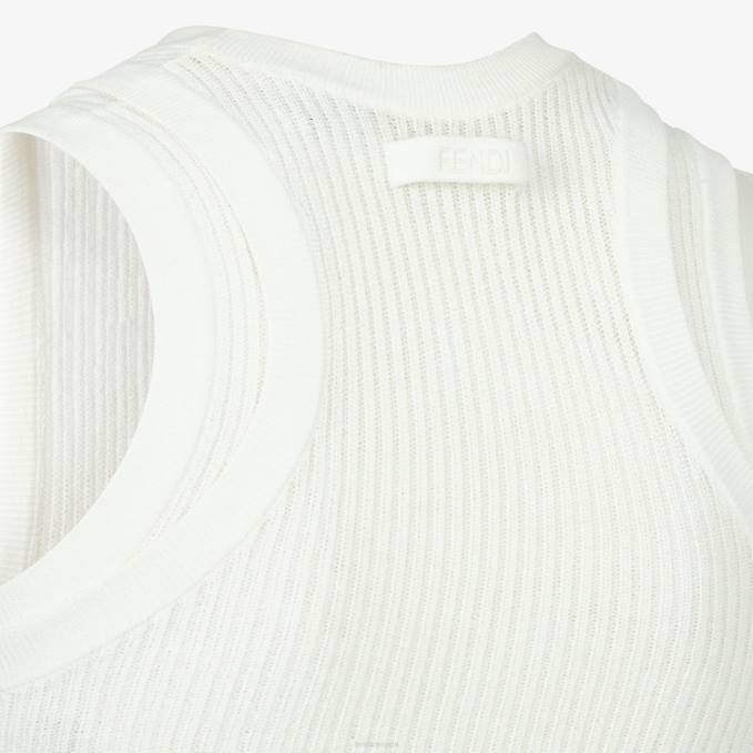 Women Viscose Top White Fendi Apparel 6RHH1146
